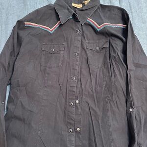 Black Western Shirt with Embroidered Accents
